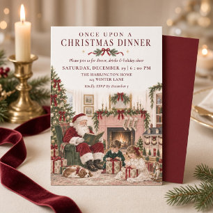 Einmaliges Weihnachtsdinner Vintage Santa Einladung