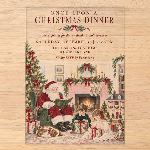 Einmaliges Weihnachtsdinner Vintage-Weihnachtsmann Acryleinladungen