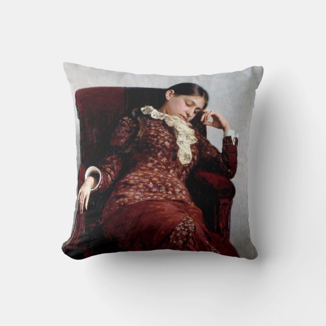 Einnahme einer Erholung, Ilya Repin Kissen (Vorderseite)