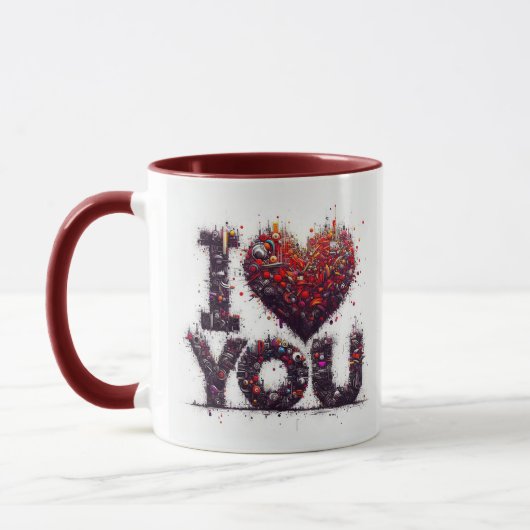 Einprägen in einer Tasse mit "I Liebe You" (Links)