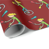 Einrad Jongleur Geschenkpapier (Rolleneckpunkt)