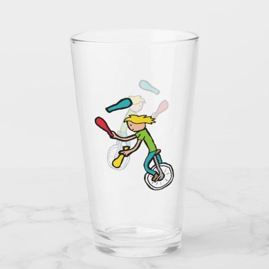 Einrad Jongleur Glas (Vorderseite)