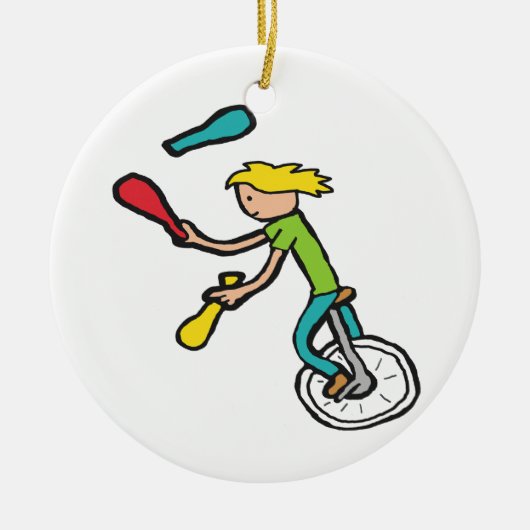 Einrad Jongleur Keramik Ornament (Vorne)