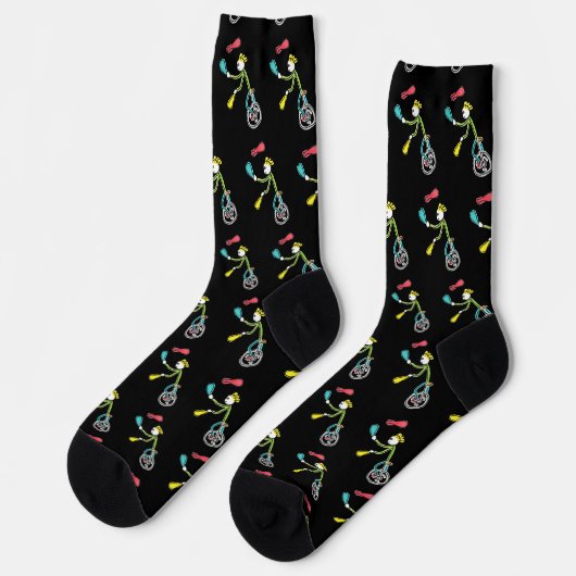 Einradfahrender Stockmann Jongleur Socken (Linkes Detail)