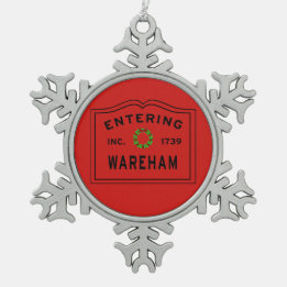 Einreise in die Stadt Wareham Weihnachten Schneeflocken Zinn-Ornament
