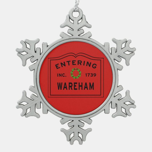 Einreise in die Stadt Wareham Weihnachten Schneeflocken Zinn-Ornament (Vorderseite)