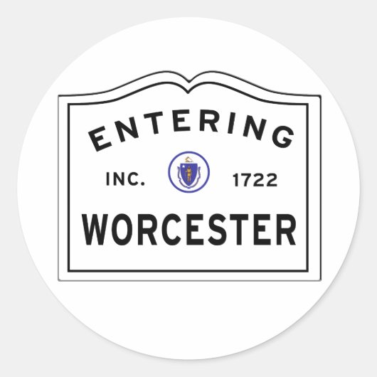 Einreise in die Stadt Worcester MA Runder Aufkleber (Vorderseite)