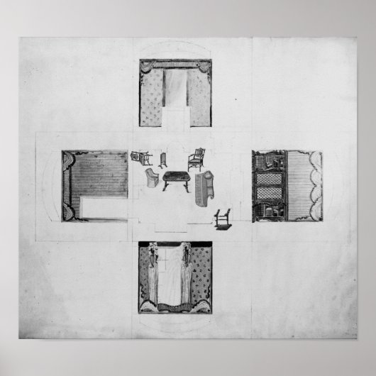 Einrichtung für einen kleinen zeichnend Raum Poster (Vorne)