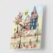 Einrichtung, Häuser, Dorf Quadratische Wanduhr (Winkel)