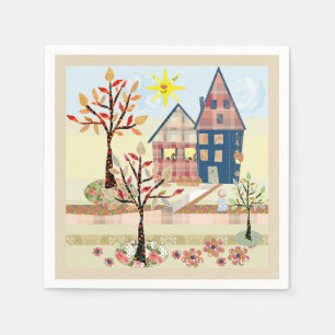 Einrichtung, Häuser, Dorf Serviette