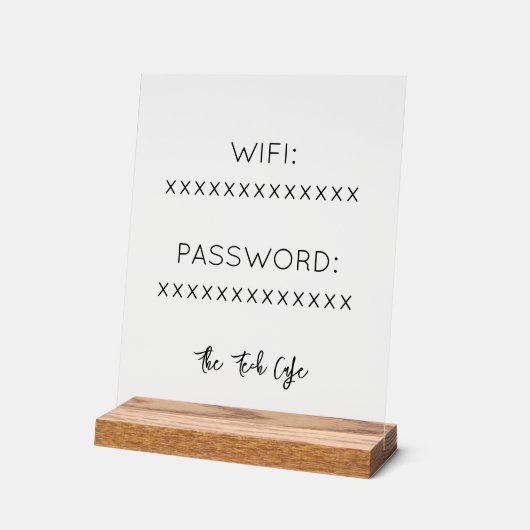 Einrichtung Wifi, Kennwort - Moderne Signatur Acrylschild (Winkel)