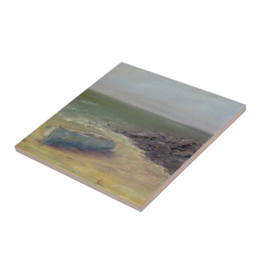 Einrollboot an der Küste Fliese (Seite)