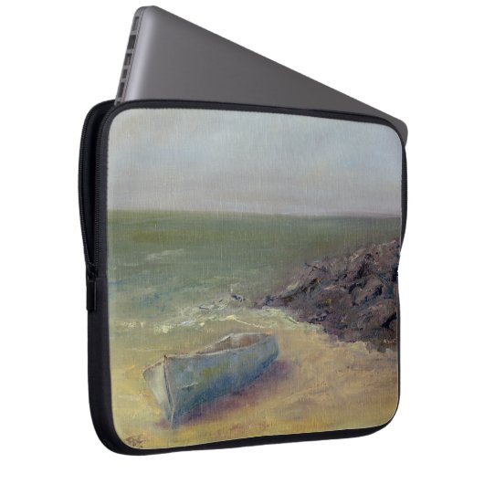 Einrollboot an der Küste Laptopschutzhülle (Vorne Rechts)