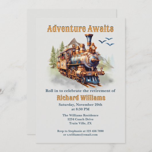 Einrollung in Vintage Rentengebirge Einladung (Vorne/Hinten)