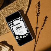 Eins! | Black Checked | Gingham | 1. Geburtstag Einladung