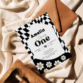 Eins! | Black Checked | Gingham | 1. Geburtstag Einladung