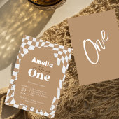 Eins! | Boho Checkered | Gingham | 1. Geburtstag Einladung