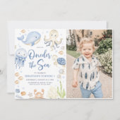 Eins der Meerestiere 1. Geburtstag Foto Einladung (Vorderseite)