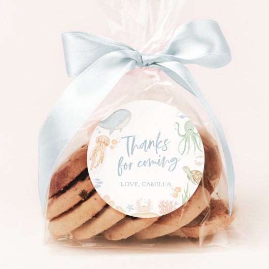 Eins der Meerestiere am 1. Geburtstag Runder Aufkleber