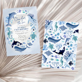 Eins der Meerestiere zum ersten Geburtstag Einladung