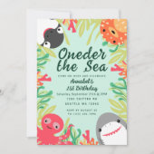 Eins der Niedliche Tiere Kinder 1. Geburtstag Einladung (Vorderseite)