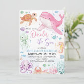 Eins der Niedlichen Ozeantiere zum Geburtstag Einladung (Stehend Vorderseite)