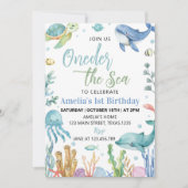 Eins der Niedlichen Ozeantiere zum Geburtstag Einladung (Vorderseite)