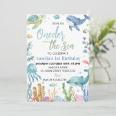 Eins der Niedlichen Ozeantiere zum Geburtstag Einladung (Stehend Vorderseite)