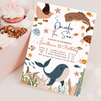 Eins der Sea Whale Sea Life 1. Geburtstag Einladung