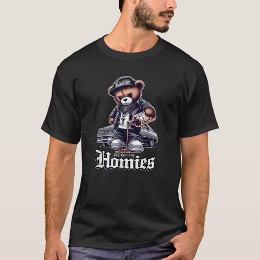 EINS FÜR HOMIES Teddy Bear Chicano Art Cholo T-Shirt (Vorderseite)