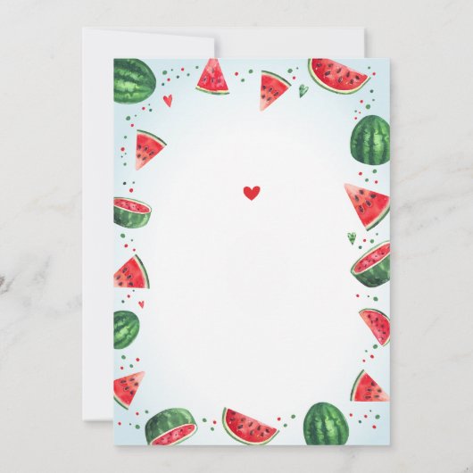 Eins in der Melon Watermelon Summer Birthday Party Einladung (Rückseite)