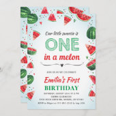 Eins in der Melon Watermelon Summer Birthday Party Einladung (Vorne/Hinten)