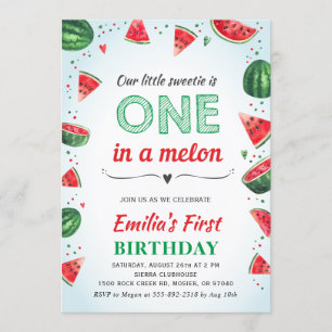 Eins in der Melon Watermelon Summer Birthday Party Einladung