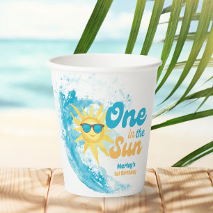 Eins in der Sonne 🌞 1. Geburtstag Strand & Surfen Pappbecher