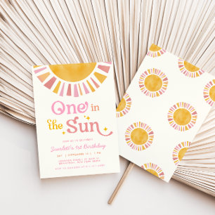 Eins in der Sonne Mädchen 1. Geburtstag Einladung