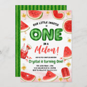 Eins in einem Melon 1. Geburtstag Einladung (Vorne/Hinten)