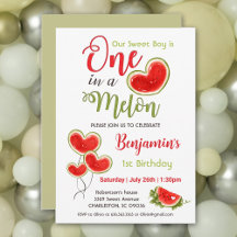 Eins in einem Melon 1. Geburtstag junge Einladung