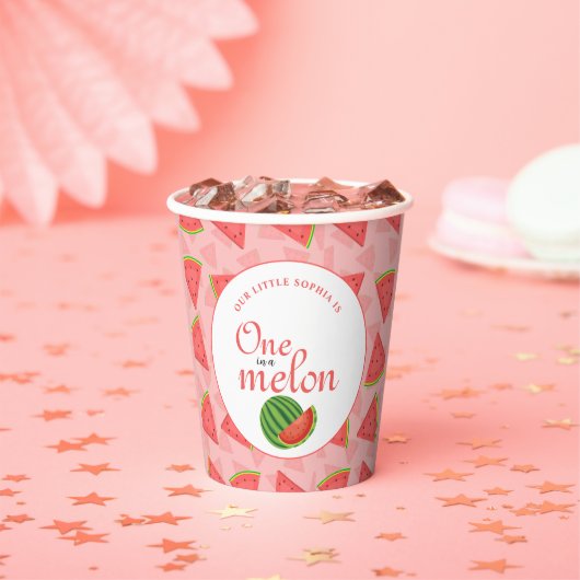 Eins in einem Melon 1. Geburtstag Wassermelone Pappbecher (Insitu)