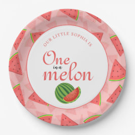 Eins in einem Melon 1. Geburtstag Wassermelone Pappteller