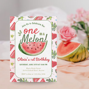 Eins in einem Melon 1. GeburtstagsSummer Party Einladung