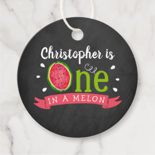 Eins in einem Melon Chalkboard 1. Geburtstag Geschenkanhänger