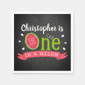 Eins in einem Melon Chalkboard 1. Geburtstag Serviette (Vorderseite)