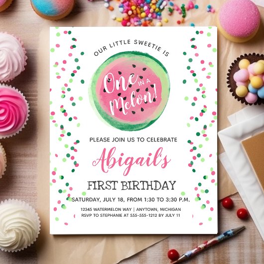 Eins in einem Melon Einladung zum ersten Geburtsta