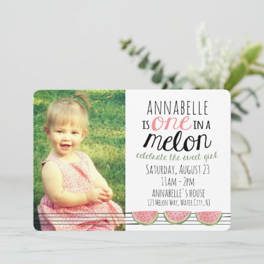 Eins in einem Melon, erste Einladung zum Geburtsta (Stehend Vorderseite)