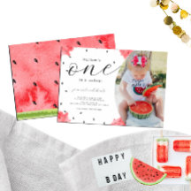 Eins in einem Melon Foto 1. Geburtstag Einladung