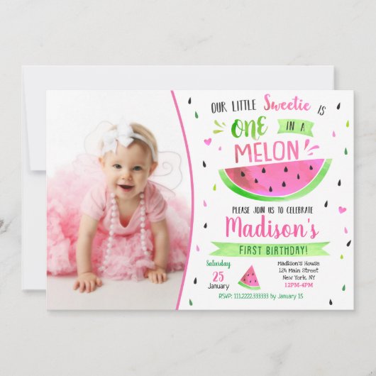 Eins in einem Melon Geburtstag Einladung (Vorderseite)