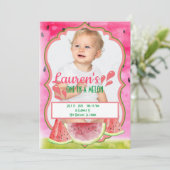 Eins in einem Melon Geburtstag Einladung (Stehend Vorderseite)