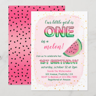 Eins in einem Melon Girly Einladung zum 1. Geburts