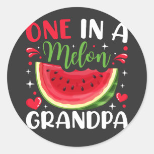 Eins in einem Melon-Grandpa-B-Day-Party Runder Aufkleber