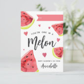 Eins in einem Melon-Klassenzimmer Valentinstag-Kar Einladung (Stehend Vorderseite)